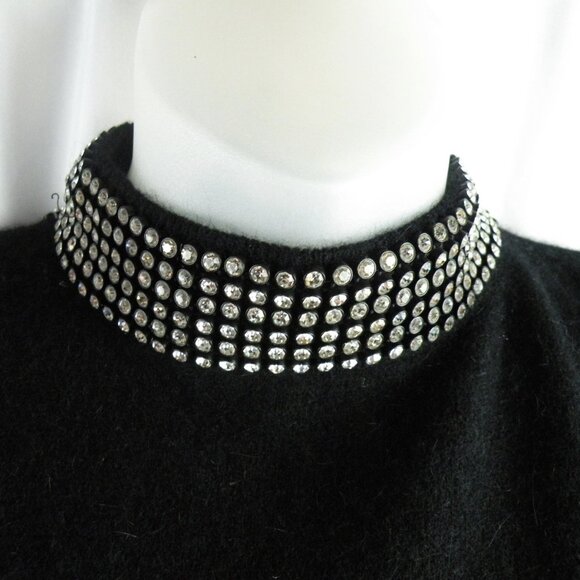 Vintage Joseph Le Bon Rhinestone Mock Turtleneck Cut Out Back Sweater M - Picture 4 of 6
